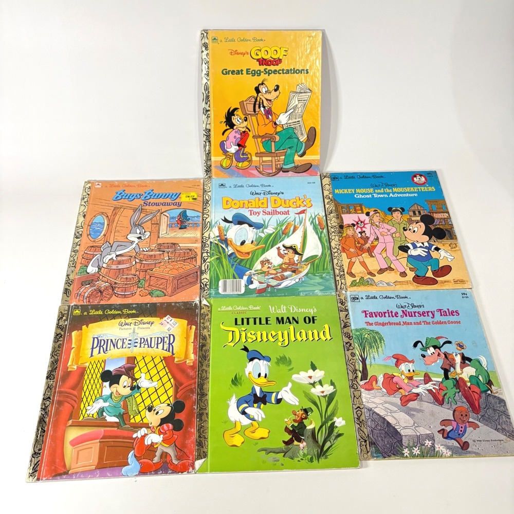 Vintage Little Golden Books Lot of 7 Disney Mickey Donald Bugs Bunny Goof Troop